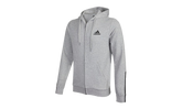 Essentials Doubleknit Cut 3-Stripes Full-Zip Hoodie "Medium Grey Heather / Black" H12214