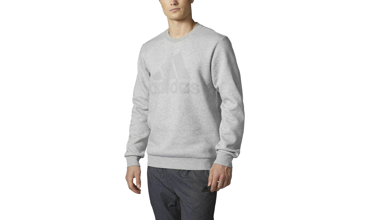 Essentials 3-Stripe Logo Cotton Sweatshirt "Medium Grey Heather" CG0857