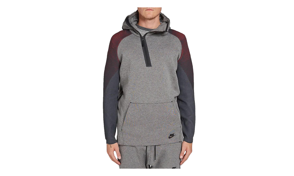 Tech Fleece Long Funnel Zip Hoodie "Carbon Heather / Black" 805655 063