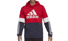 Essentials Fleece Colorblock Hoodie "Scarlet / White / Legend Ink" H58980