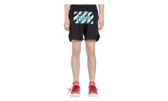 OFF-WHITE Wavy Line Mesh Shorts "Black / Multicolor" OMCI005R201010041001